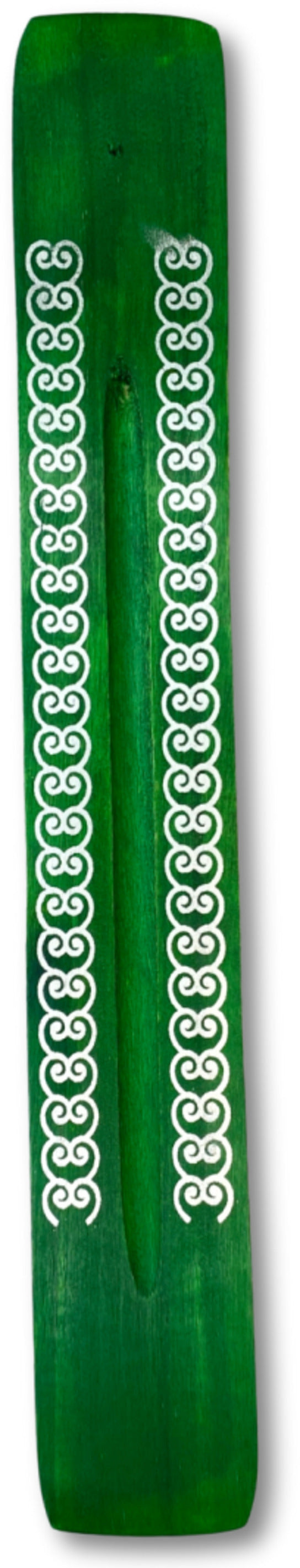 Image for plankje-hout-sierlijke-motieven-groen-wierook-houder.jpg
