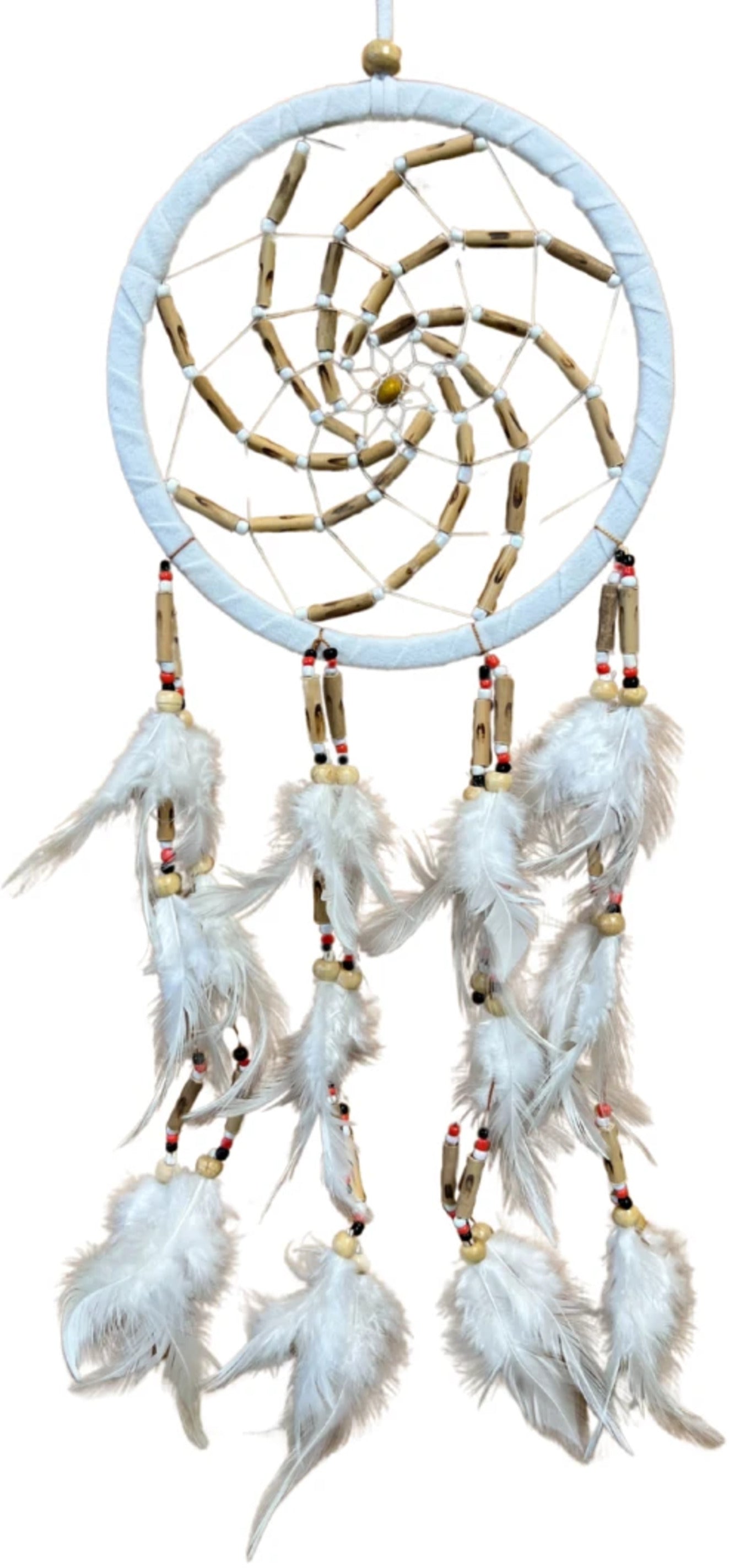 Image for dromenvanger-wit-suede-met-bamboe-kralen-17cm.jpg