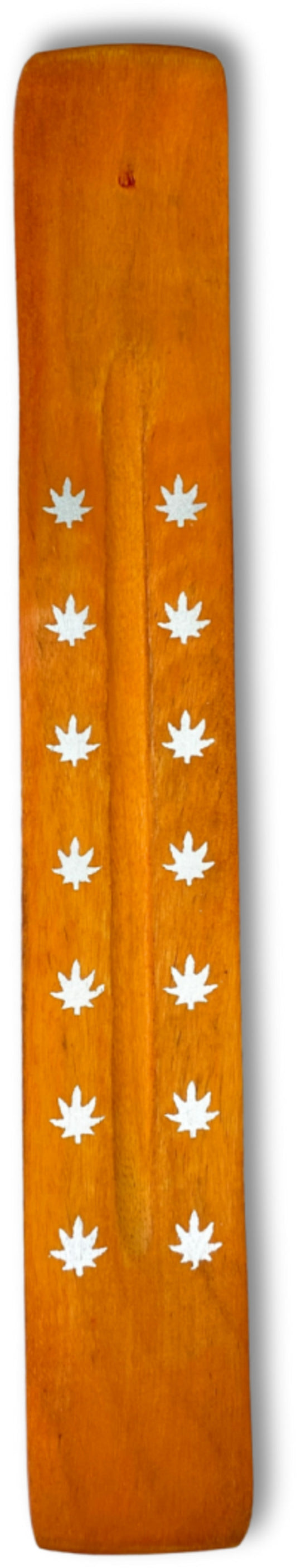 Image for plankje-hout-blaadjes-oranje-wierook-houder.jpg