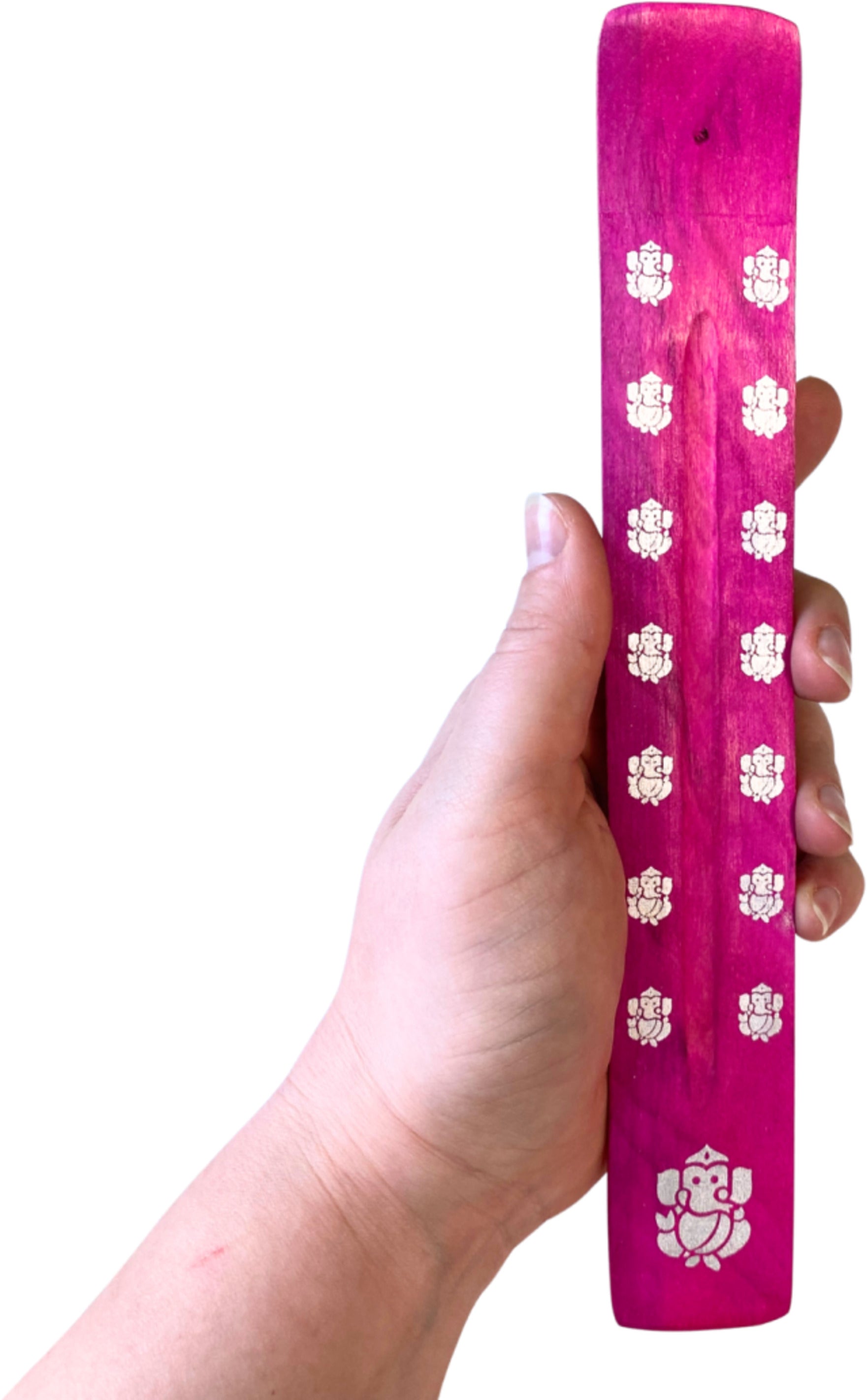 Image for plankje-hout-ganesha-roze-wierook-houder_2.jpg